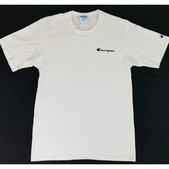 Vintage Y2K Champion Embroidered Script Spellout T Shirt Men's Size Large White - Picture 2 of 5